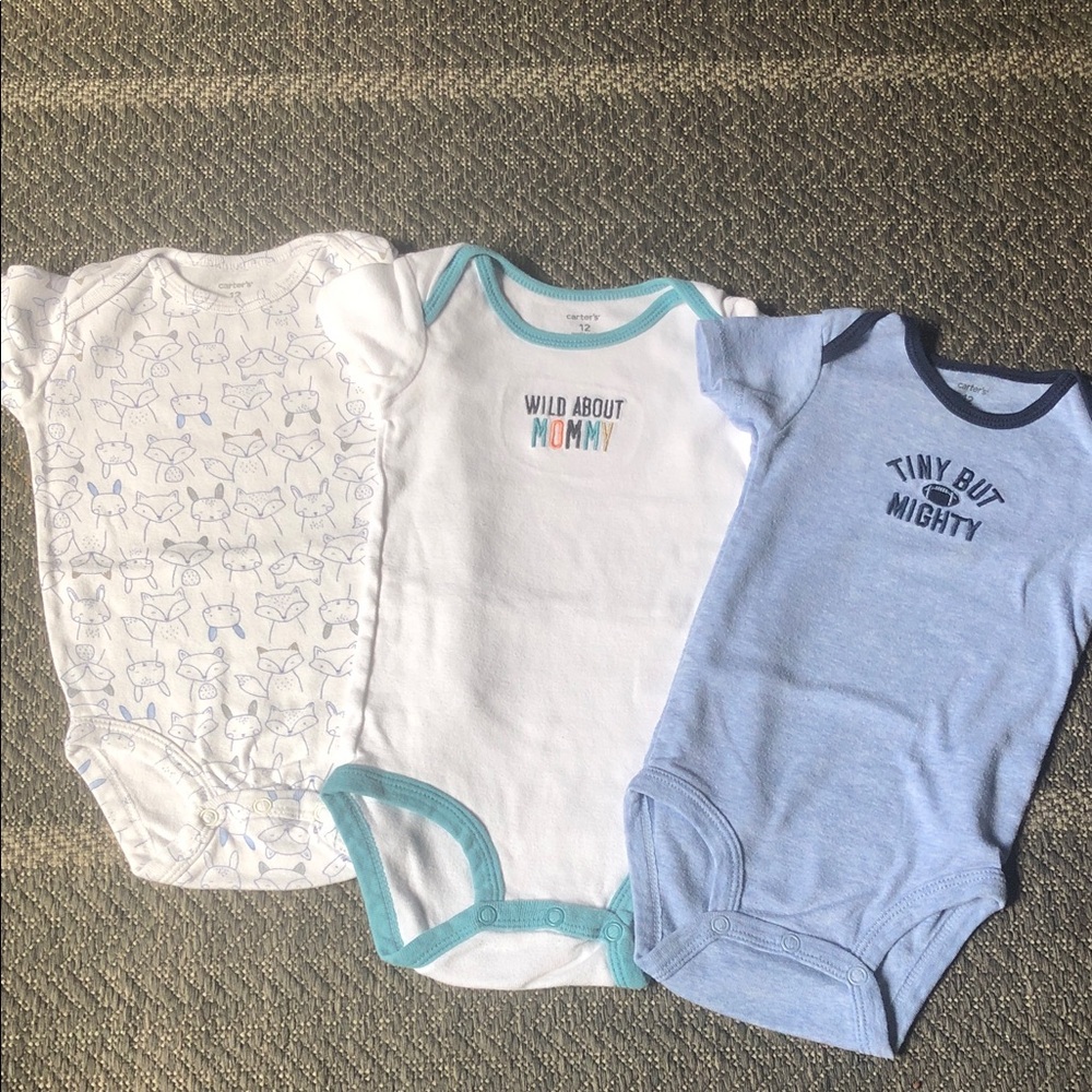 Carter's Blue, White & Light Blue 3-Pack Baby Bodysuits